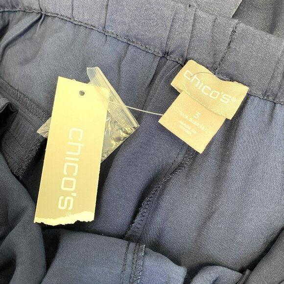 Chicos Pants Womens Size 3 US XL 16 Navy Blue Pull On Wide Leg Night Sky NWT - Picture 6 of 7